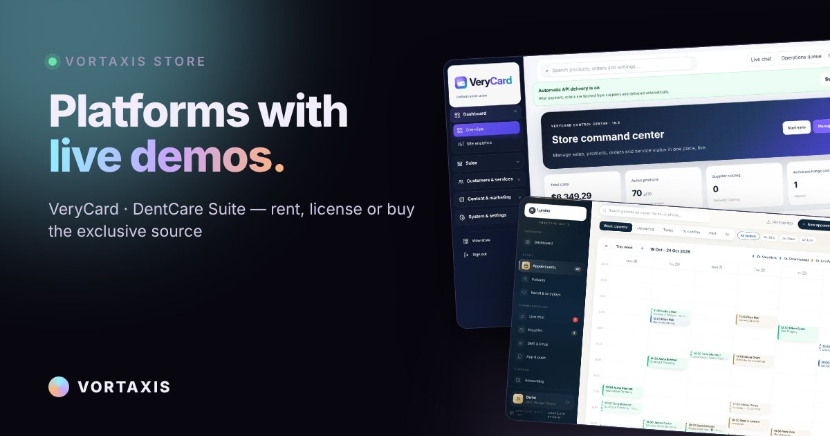 Store — Ready-made platforms with live demos | Vortaxis