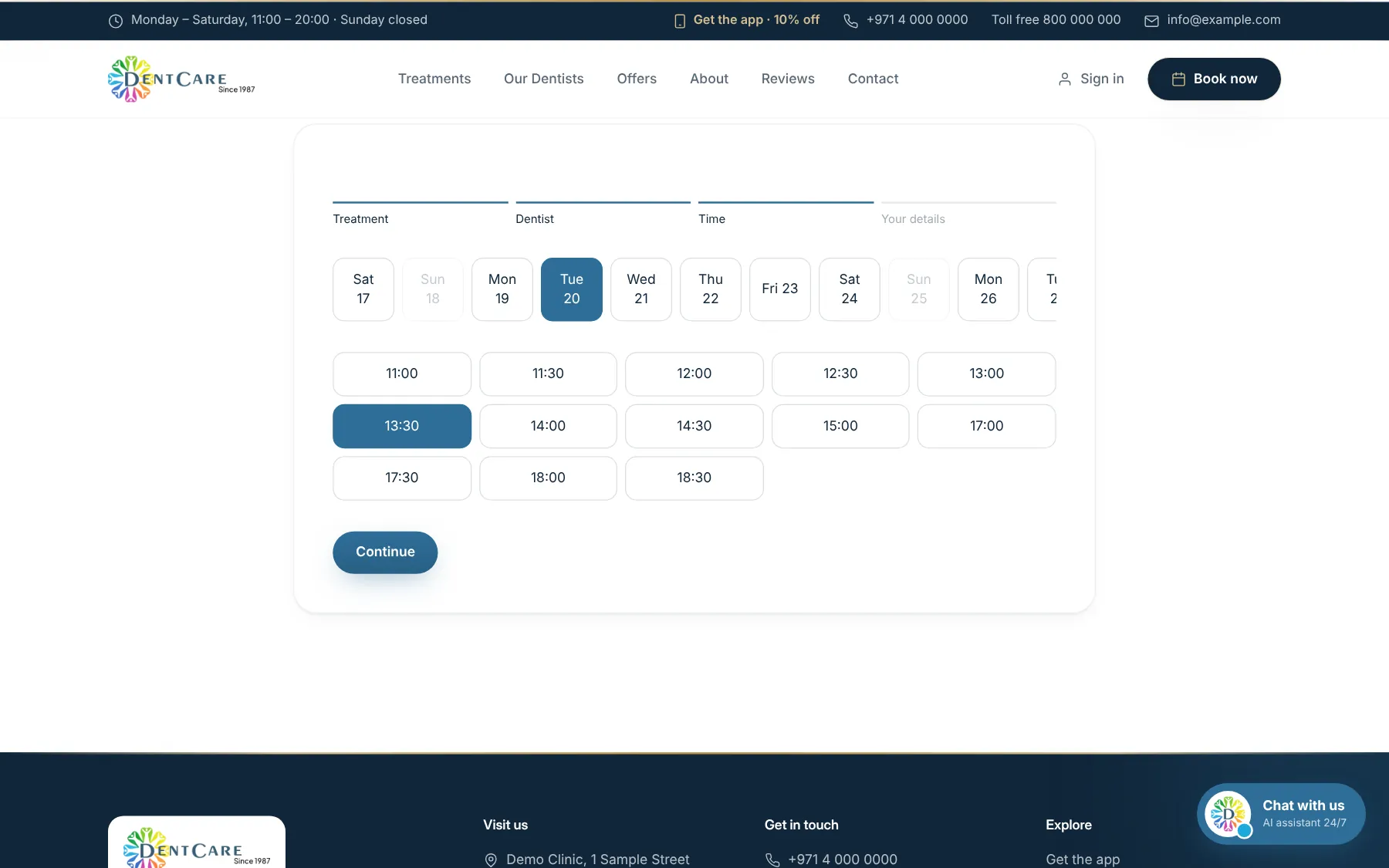 DentCare Suite — Booking