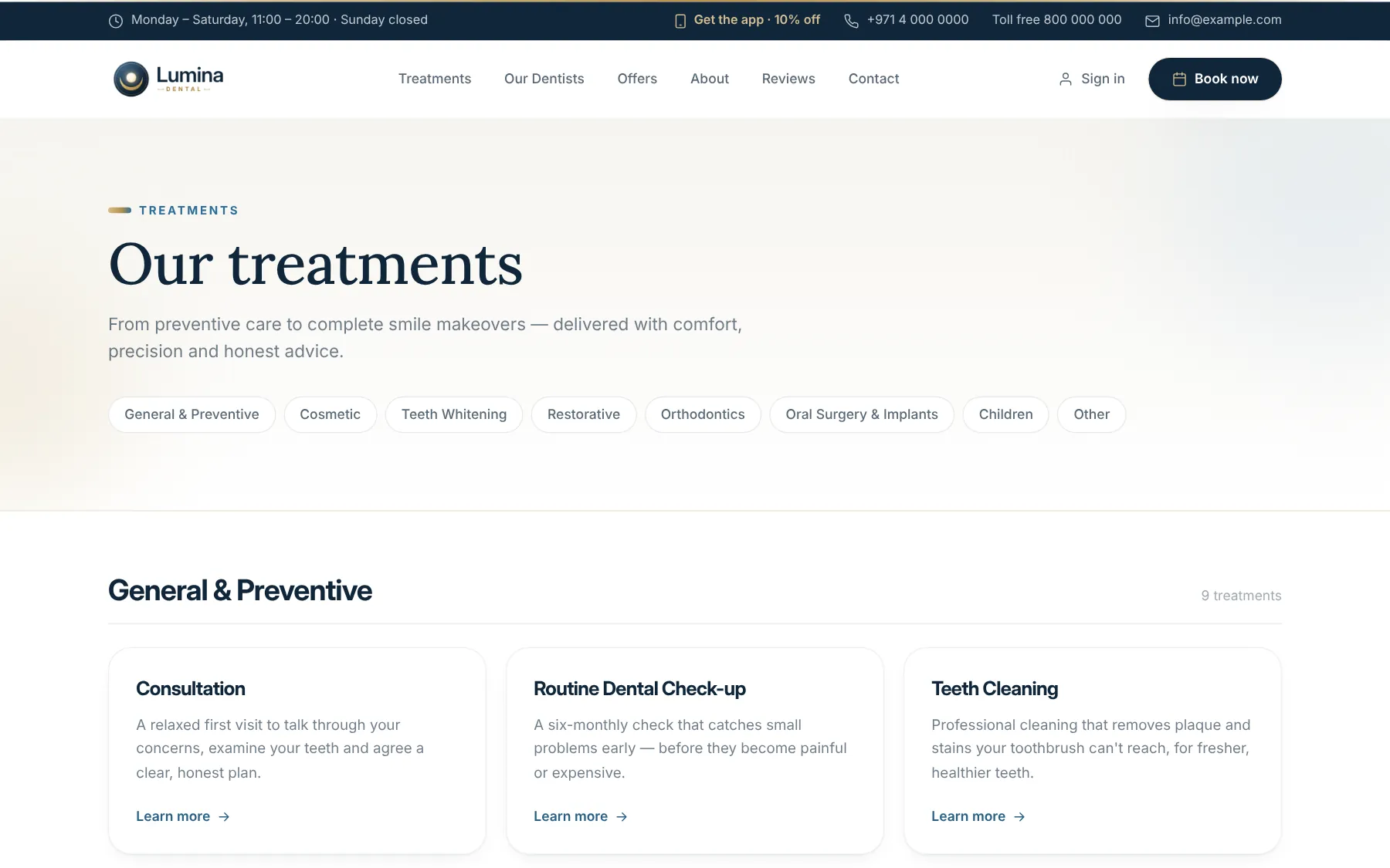 DentCare Suite — Treatments
